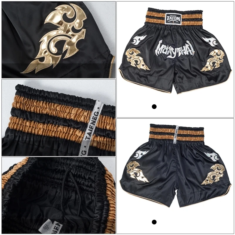 Professional Boxing Trunks Mens Womens Embroidery MMA Shorts Combat Kickboxing Training Trunks Kids Boys Girls Muay Thai Pants