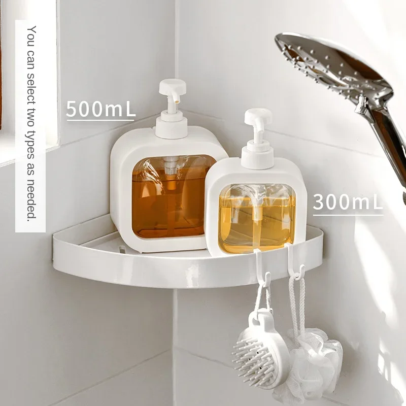 

Bathing Shower Accessories Shampoo Shower Gel Refillable Bottle 300/500ml Square Plastic Press Dispenser Bottle Lotion Container
