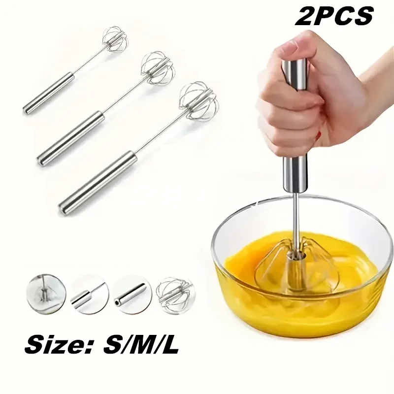 2 Eierschläger, multifunktionaler halbautomatischer Hand-Schneebesen