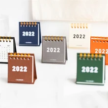 Mini calendrier de bureau en spirale 2022, 1 pièce, planificateur quotidien, hebdomadaire, planificateur, Agenda annuel, fournitures scolaires et de bureau