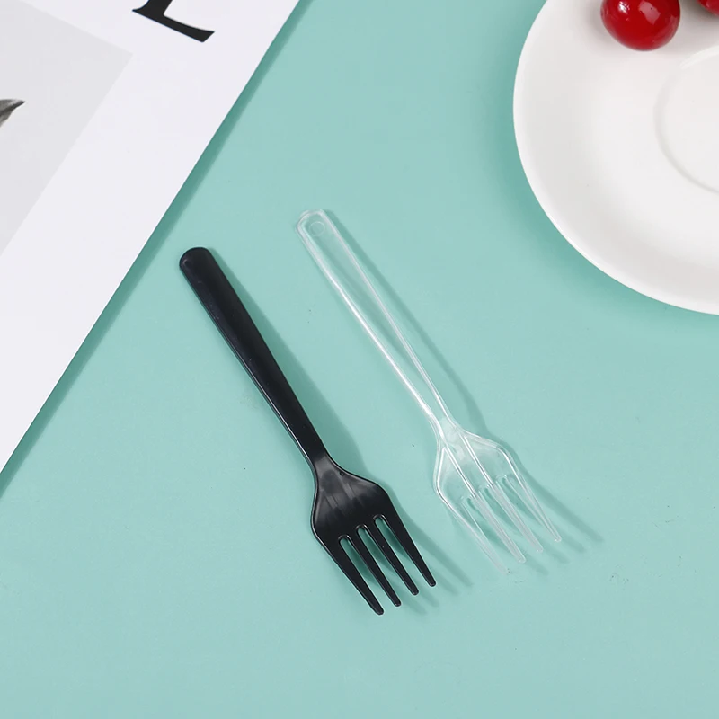 100Pcs Clear Transparent Disposable Forks for Party BBQ Sticks Picks Skewer Set Home Dining Plastic Food Cake Fruit Fork 포크 フォーク party disposable tableware