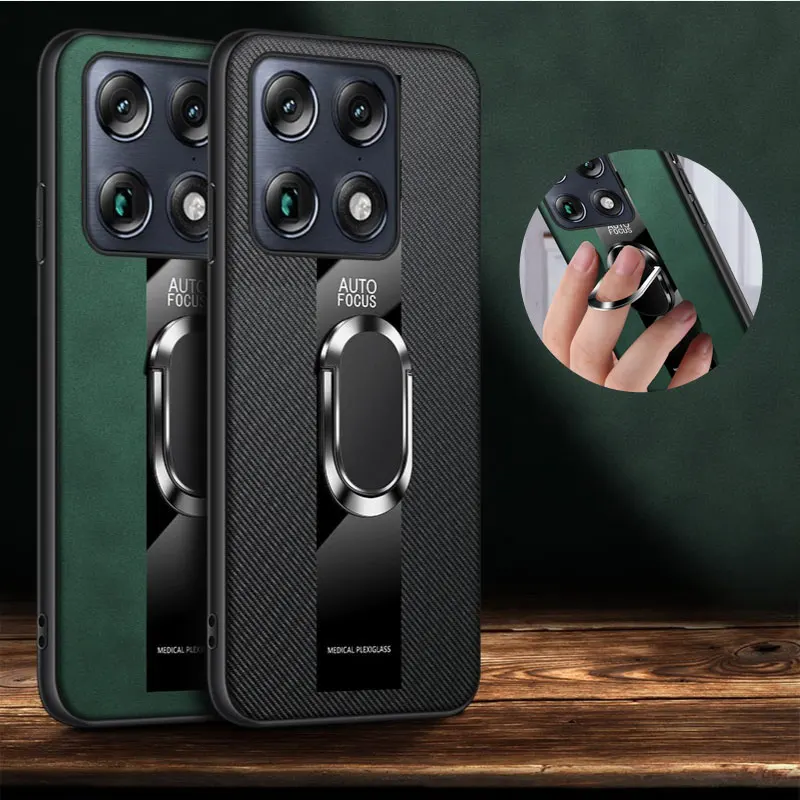 Magnetic Ring Holder PU Leather Shockproof Case with Lens Protection