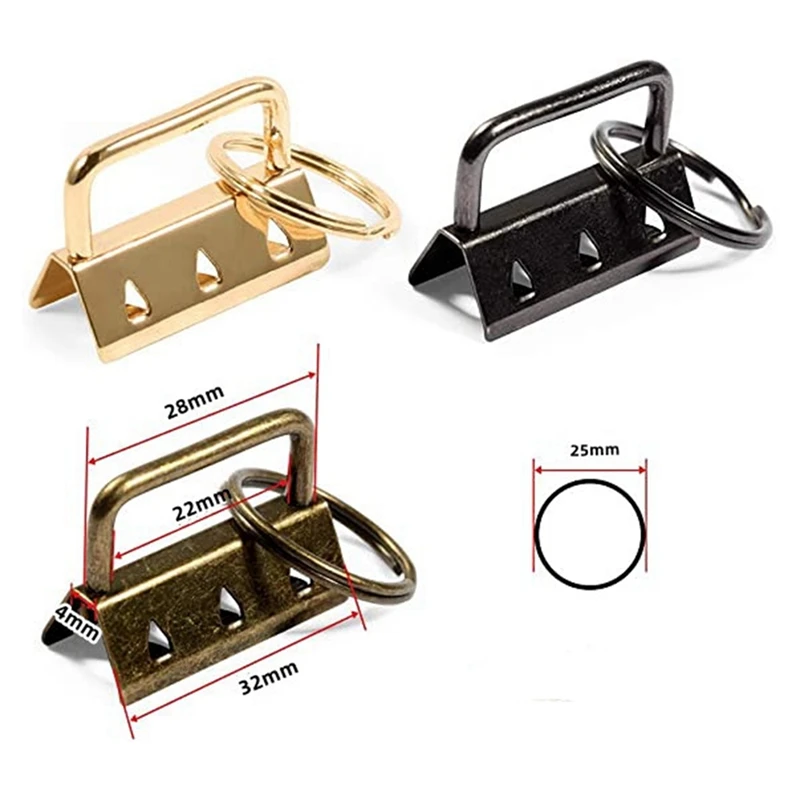 30 Pack 32Mm Metal Color Tail Clip Set 5 Color Metal Ribbon Hanging Clip Keychain Hardware With Key Ring DIY Tools binder clip loose leaf binder clips notebook accessories book binding supplies
