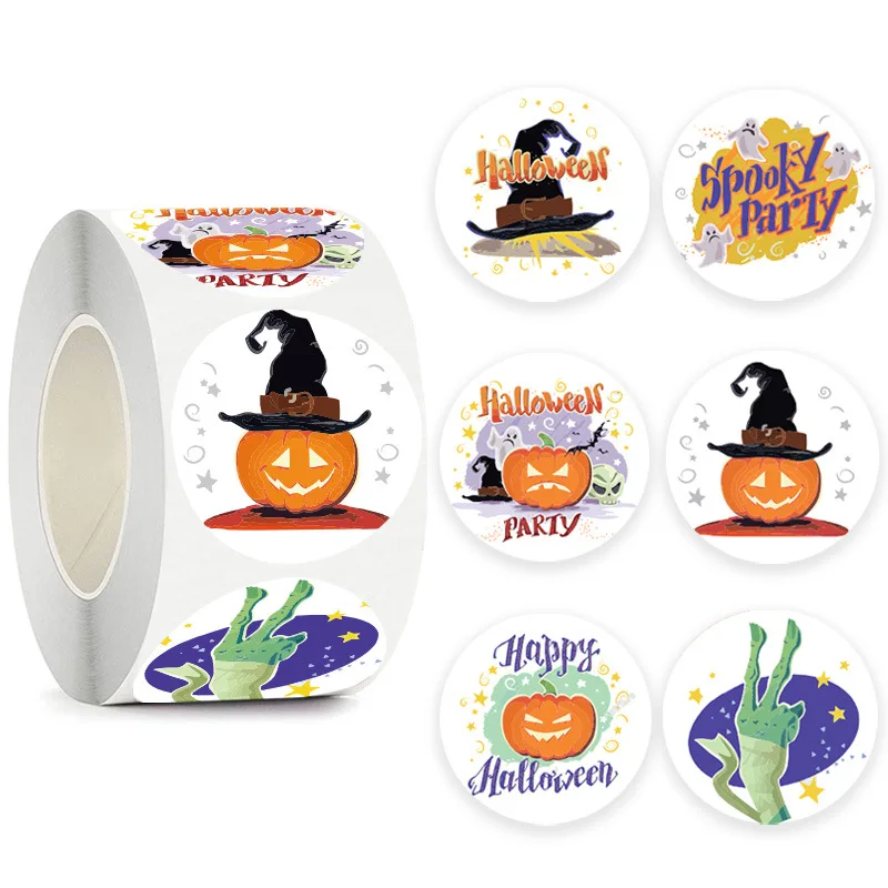 

New 100-500PCS Halloween Stickers for Kid Children's Sticker Roll Small Rolling Stickers Packaging Pack Stickers Photocard Decor