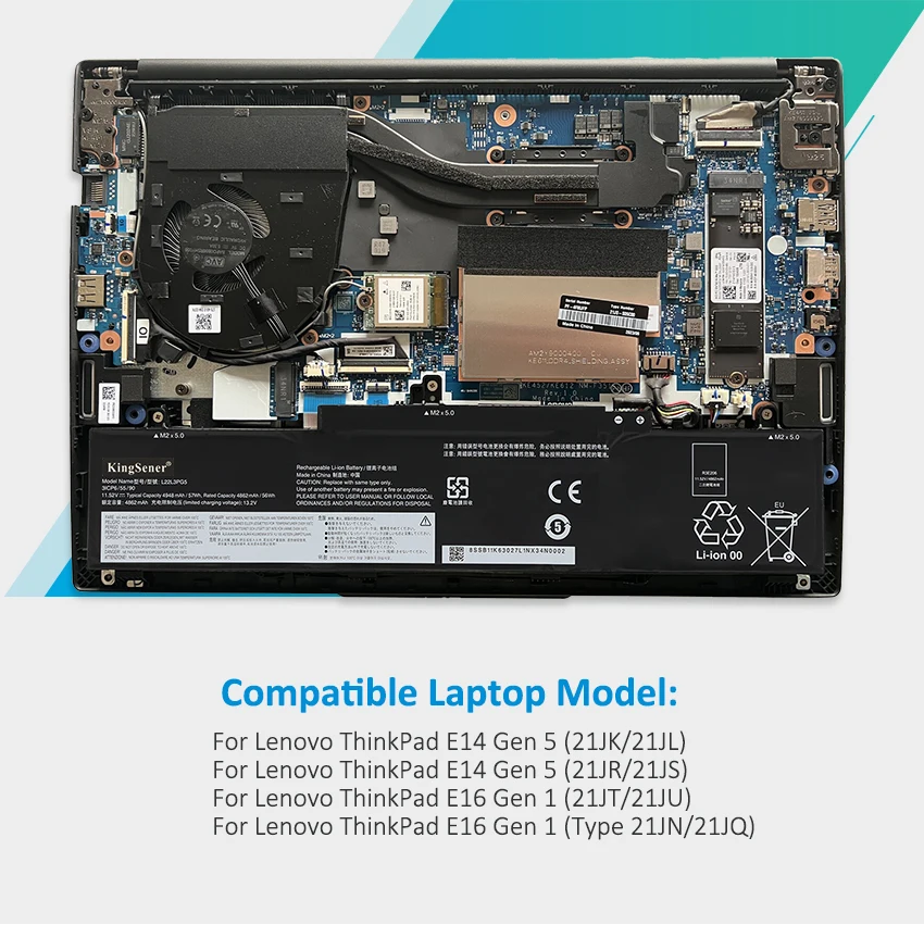 Kingsener-bateria do Portátil para Lenovo Thinkpad L22l3pg5 E14 g5 E16 Gen L22b3pg5 L22c3pg5 L22d3pg5 L22m3pg5 11.52v 4948mah 57wh 57wh - Imagem 4
