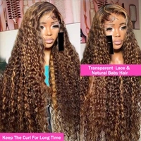 30 36 pouces bouclés mettre en évidence perruque cheveux humains miel blond 13x4 dentelle avant vague profonde 13x6 Hd dentelle frontale perruque brésilienne pour les femmes 3