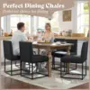 Mid Century Linen Dining Chairs Set of 6, Modern Upholstered Dinner Chairs with Metal Frame for Restaurant, Dining Room, Kitchen 6