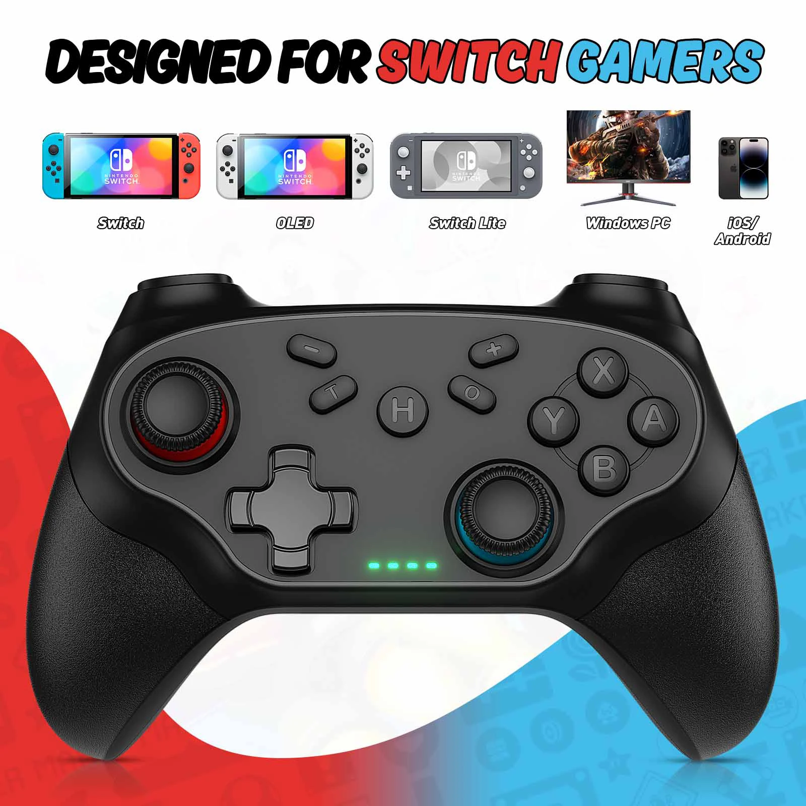 Boyhom Wireless Controller For Pc/Switch/Oled/Ios/Android Bluetooth Gamepads Turbo Game Controller Vibration Control Console Remote