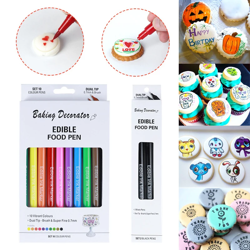 New Double Head DIY Edible Pigment Pen Macaron Coloring Pencil Cake