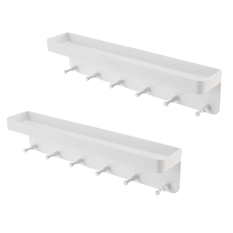 

Wall Mount Key Holder Sundries Rack Hanger Metal Mail Organizer Decorative White