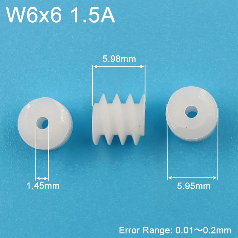 6*6mm 1.5A Worm Gear Turbine Hole 1.45mm Plastic Gear Toy Airplane Aircraft Parts Aerial Vehicle Model Toy Fittings W61.5A