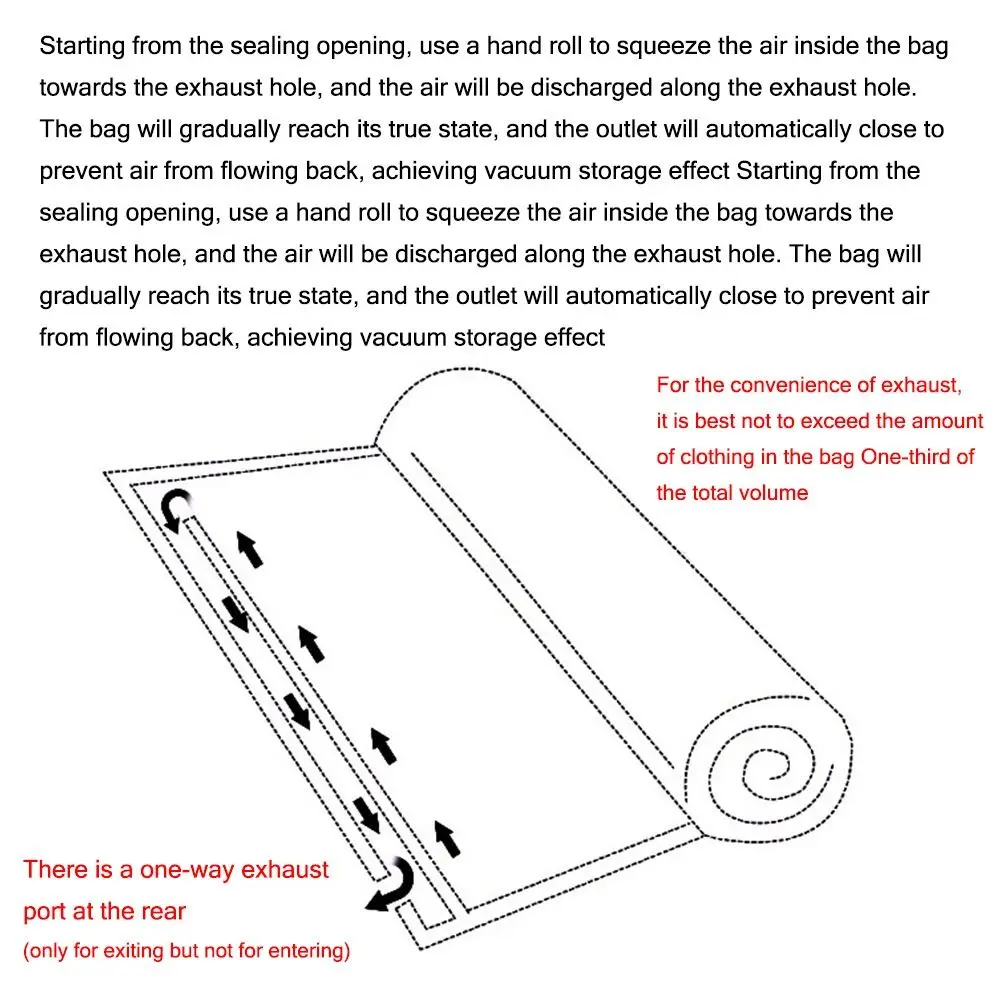 1/2/4PCS Hand-rolled Vacuum Compression Bag Transparent Reusable Venting Vacuum Bags Space Saver with Valves 5