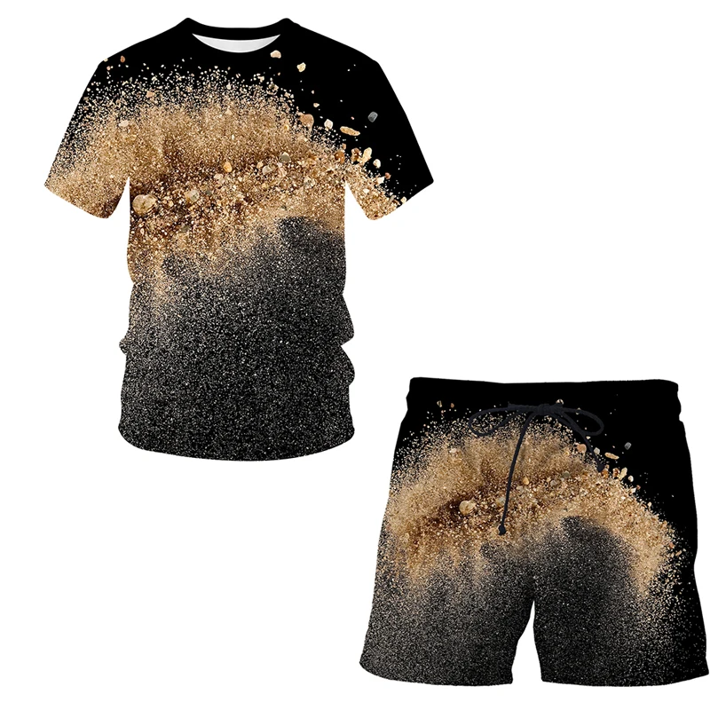 

Summer Funny Sand 3D Print T-Shirts Shorts Sets Men's Tracksuits Oversized Short Sleeve T Shirt Pants Set Man Suits Clothing