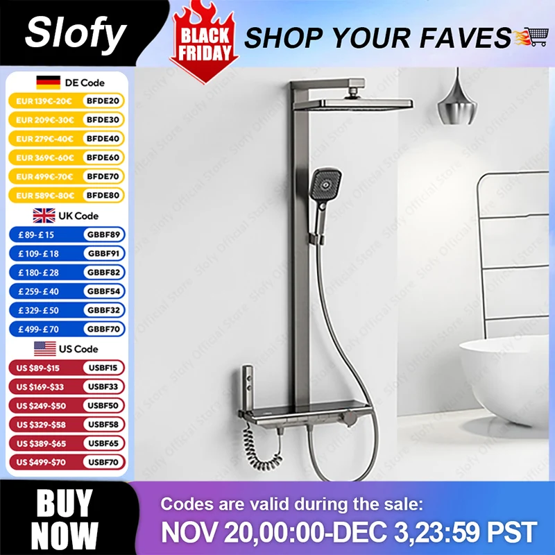 ระบบฝักบัวแสดงผลดิจิตอลพร้อมฝักบัวสายฝนขนาดใหญ่หลายโหมดมือถือชุดฝักบัวปรับอุณหภูมิห้องน้ำ 1