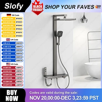 ระบบฝักบัวแสดงผลดิจิตอลพร้อมฝักบัวสายฝนขนาดใหญ่หลายโหมดมือถือชุดฝักบัวปรับอุณหภูมิห้องน้ำ 1