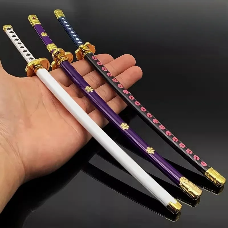 Mini Metal Roronoa Zoro Katana One Piece Steel Sword Ninja Knife Real Size Japanese Katana Zoro Samurai Sabre Kid Toy Anime Gift