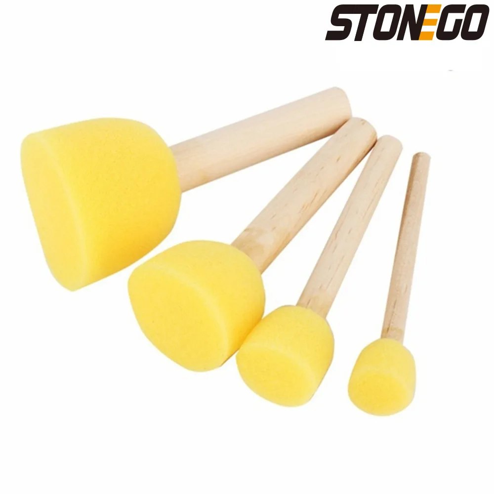 STONEGO Wooden Handle Sponge Paint Brush Kids Children Flower Graffiti Art Drawing Painting Toys Tool School Stationery Supplie