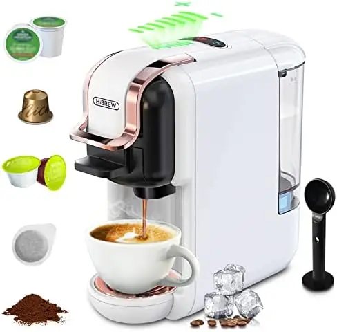 

Кофеварка для одиночных капсул, кофеварка для эспрессо HiBREW 5-в-1 для Kcup */Nes * Оригинальная/DG */ESE капсула/порошок эспрессо, Col