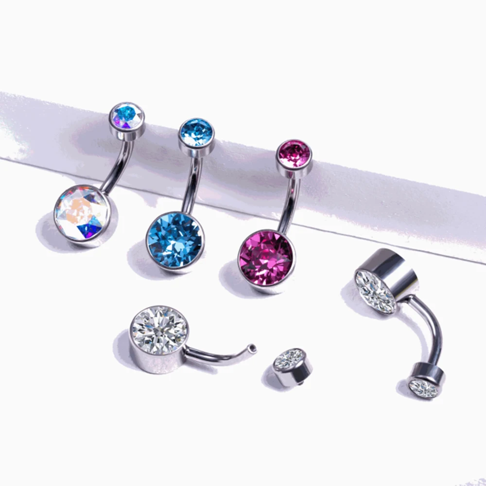 G23 Titanium Gem Stone Belly Button Rings Body Piercing Jewellery 14G Navel Piercing Ring Jewelry For Women piercing jewelry body piercing jewelry body jewelry belly button piercings
