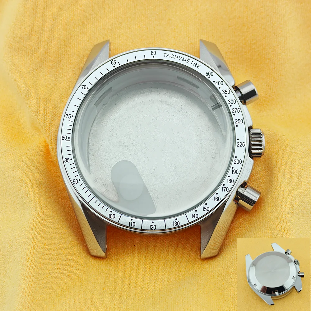 Moon Pattern Stainless Steel Chronograph Watch Case, 39.7mm