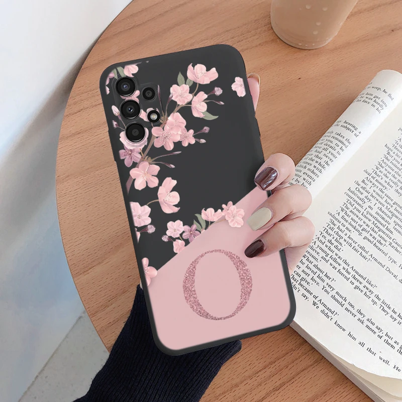 thumbnail image 1 of Funda de flor rosa para Samsung Galaxy A13 4G A 13 5G, carcasa de silicona suave con letras iniciales, carcasa de moda para Samsung A13, 1 of 5