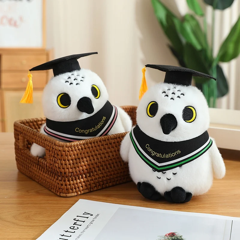 Doctor Hat Graduated Owl Plush Toy Soft Cartoon Stuffed Animal Pillow for Kids Birthday Gift - Cute Graduate Plushie
