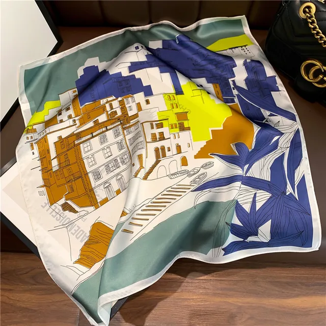 Scarf 100% Silk Bandana Women Square Scarves Wrap Kerchief Mulberry Spring Fashion Luxury High Quality Headband Hijab Shawls 16105