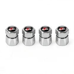 Set of 4 Premium Aluminum Tire Valve Caps with Diamond Design - Waterproof and Dustproof Auto Accessories (Silver For Audi S)
