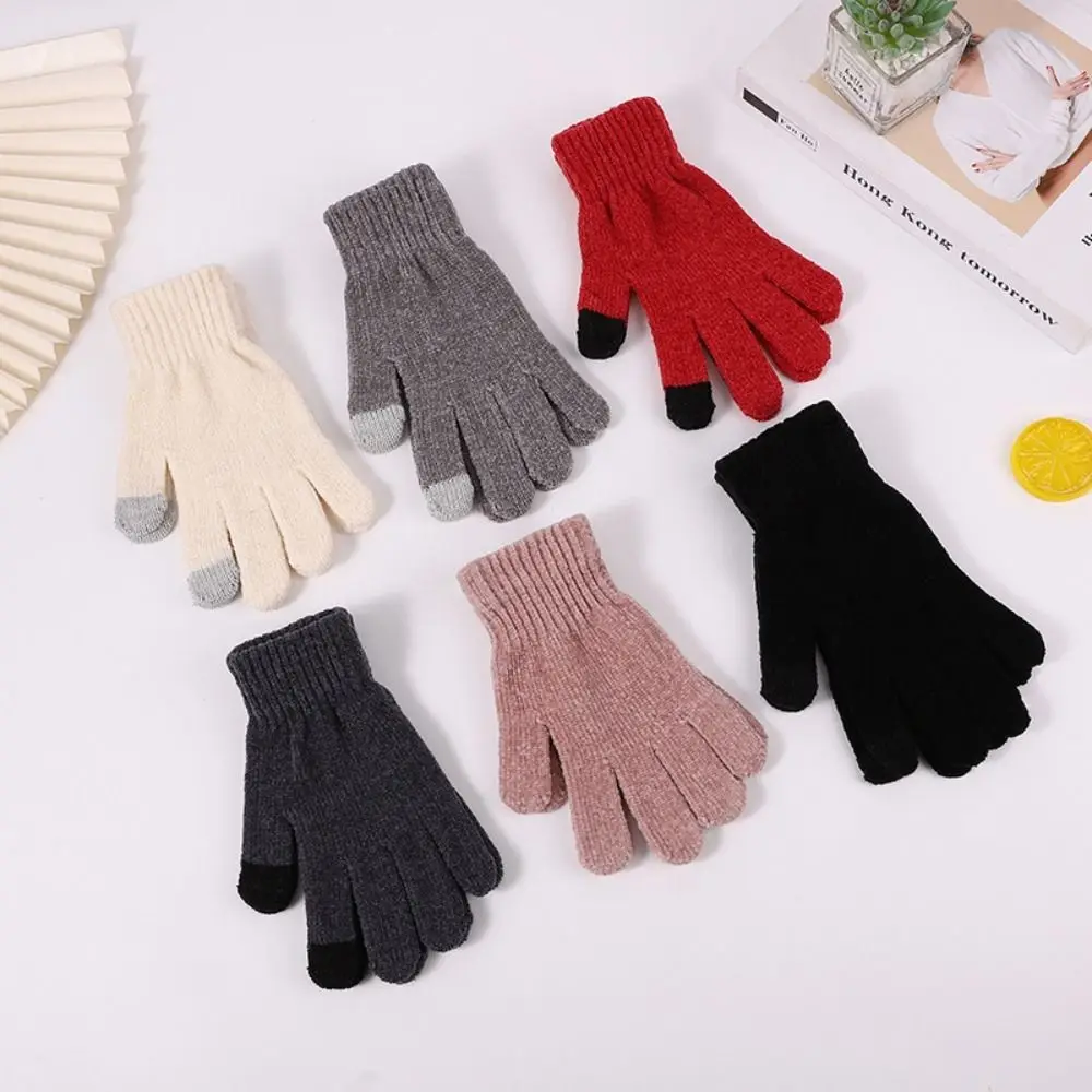 

Fashion Touch Screen Knitted Gloves Women Winter Gloves Warm Riding Gloves Solid Fluffy Work Gloves Y2k Harajuku Kawaii Mittens