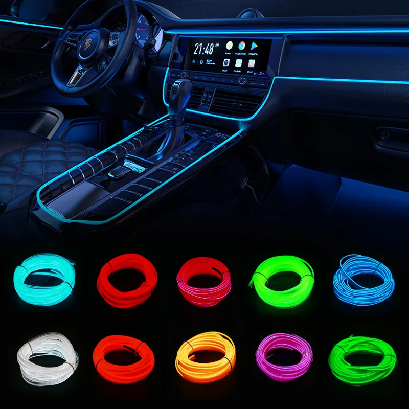 Intérieur de voiture LED lampe décorative El Câblage Neon Strip, pour Auto