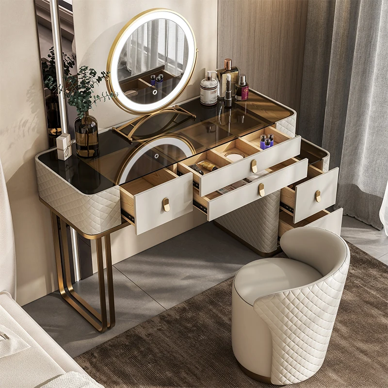 

Design Minimal Dressing Table Girl Chair Modern White Cabinet Dressing Table Mobile Vanity Mirror Coiffeuse De Chambre Furniture