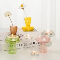 Creative Mushroom Shape candle holder Nordic Glass Candlestick Simple Candlestick Desktop Ornaments Wedding Party 1