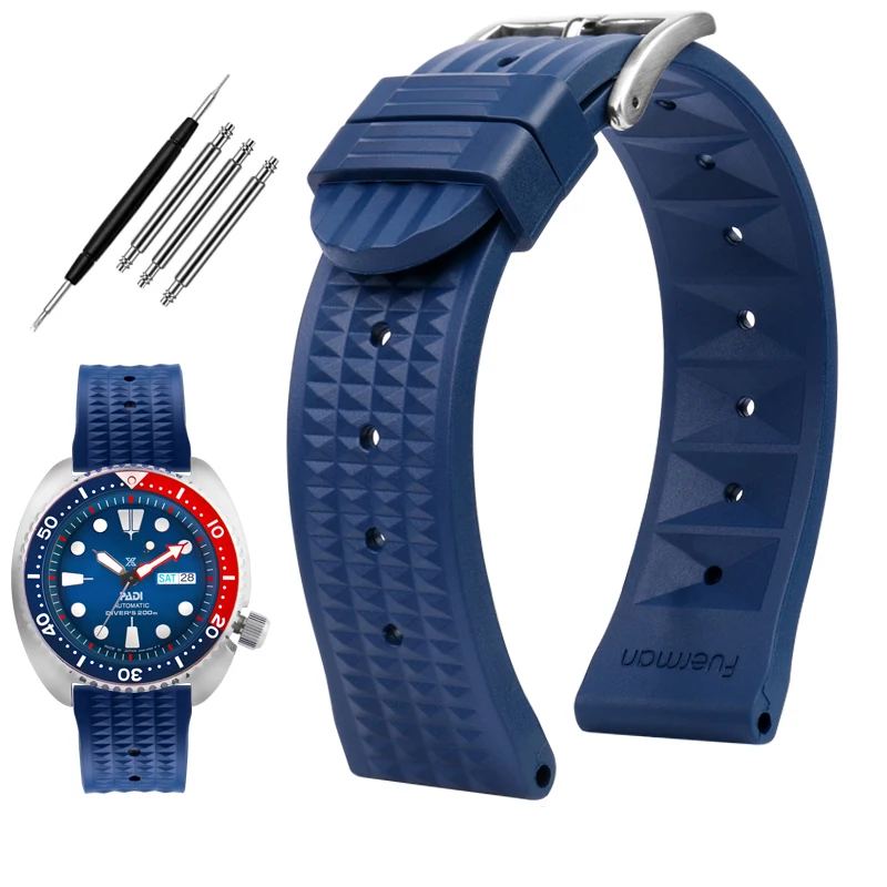 Cinturino Orologio In Gomma Silicone 20mm 22mm, Universale Uomo, Stile Waffle, Per Seiko IWC Citizen - 2