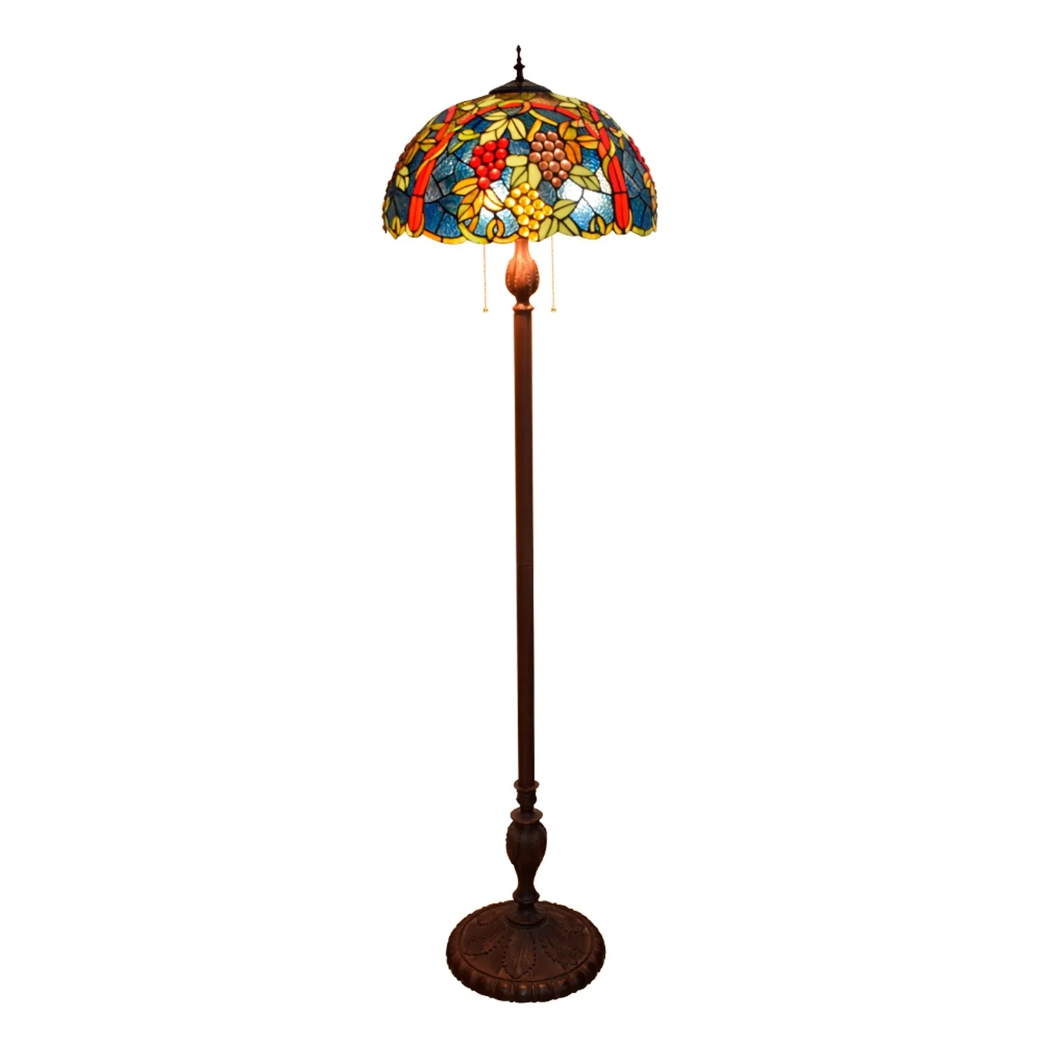 

Stained glass floor lamp 17-" Tiffany Pastoral Style Green Grape Flower Stained Glass Over Flowers Series Floor Lamp For Study