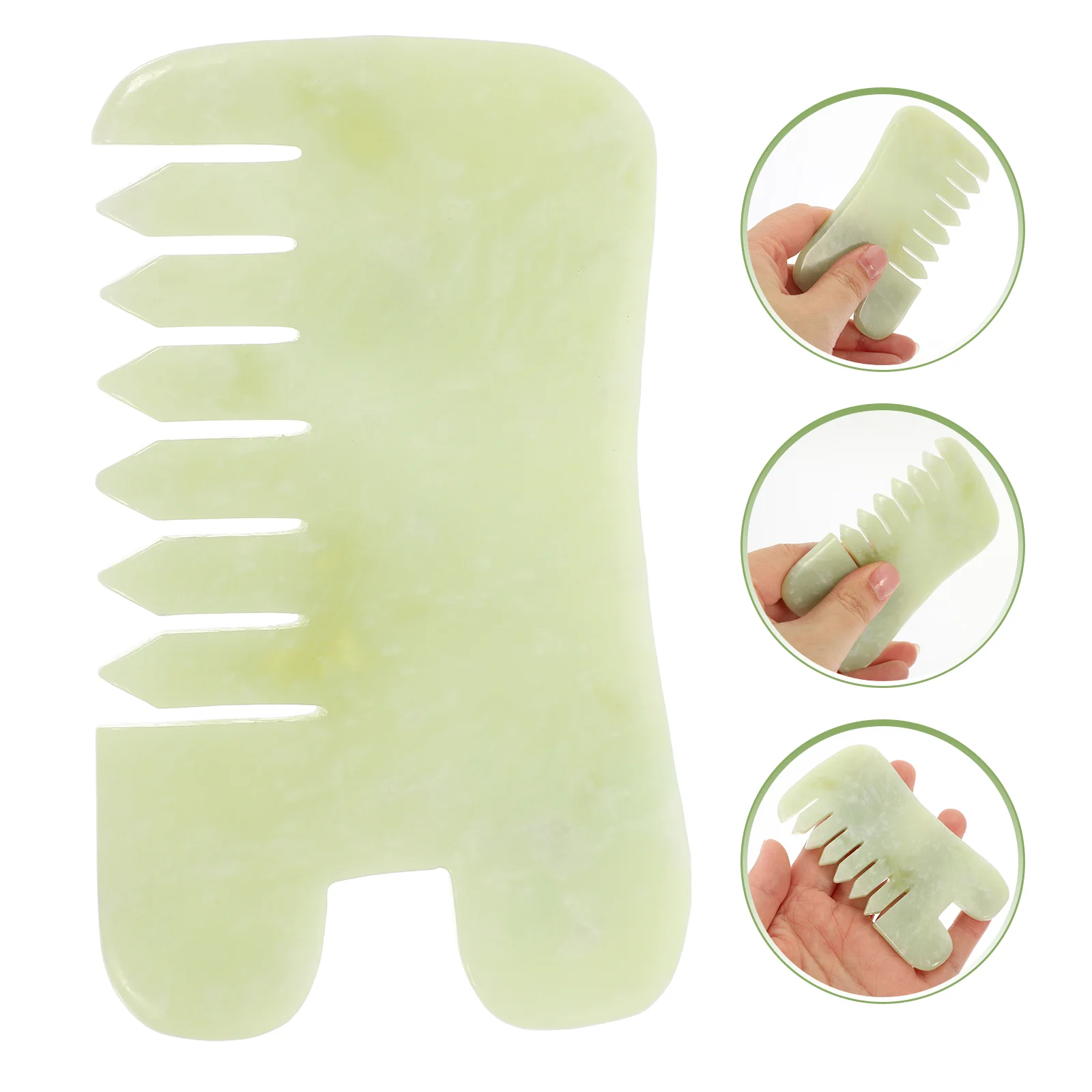 

Scraping Tools Jade Stone Hair Comb Guasha Board for SPA Trigger Point Treatment on Hair Green