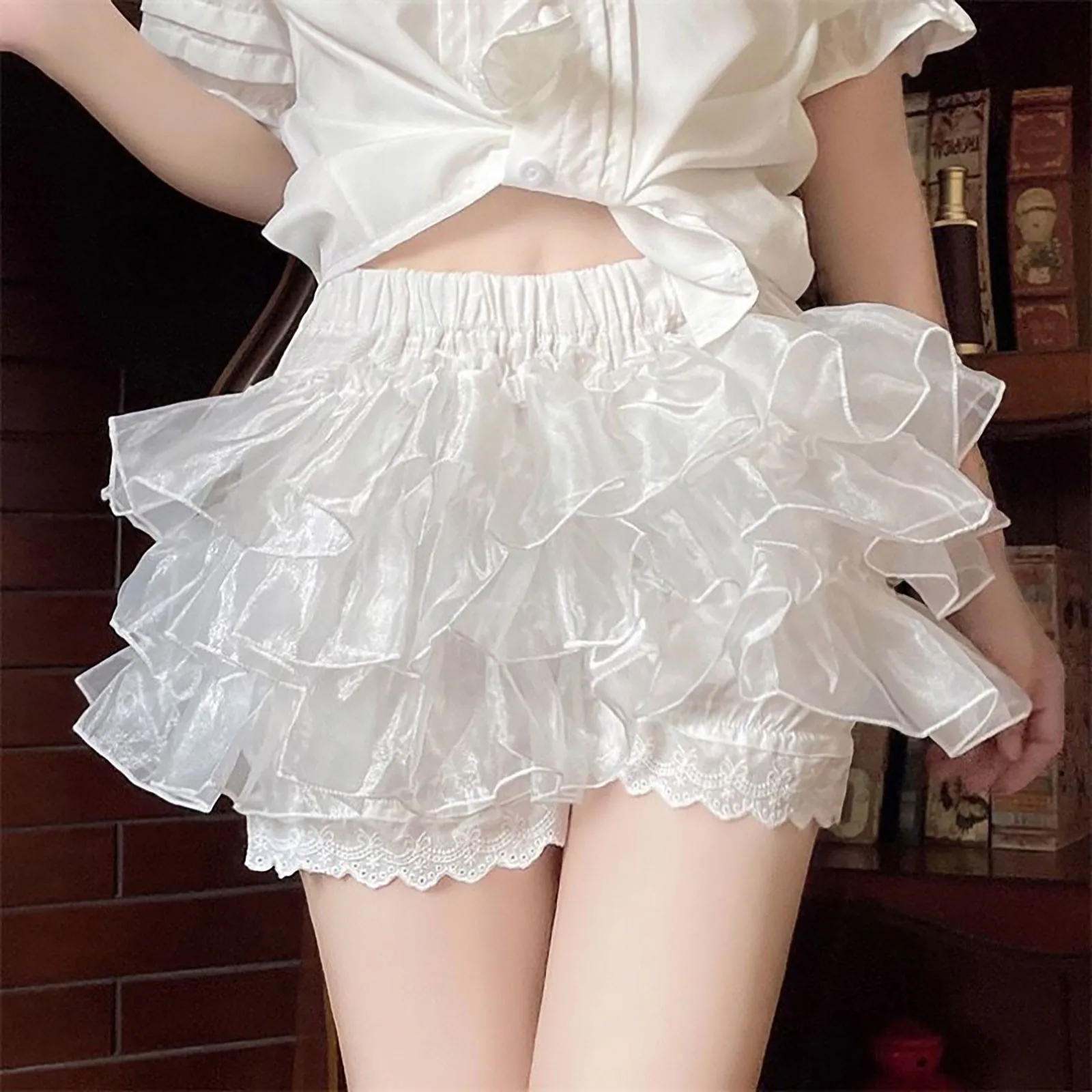 

Black White Pleated Panties Woman Pumpkin Cute Panties Bow Knot Lolita Safety Shorts Vintage Pants Victorian Bloomers