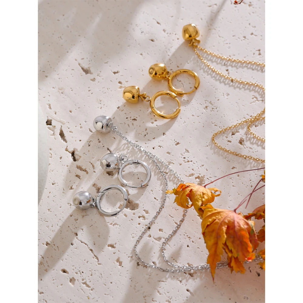 Apple Jewelry Pendent Necklace Earrings Stainless Steel Gold Platinum PVD Plated