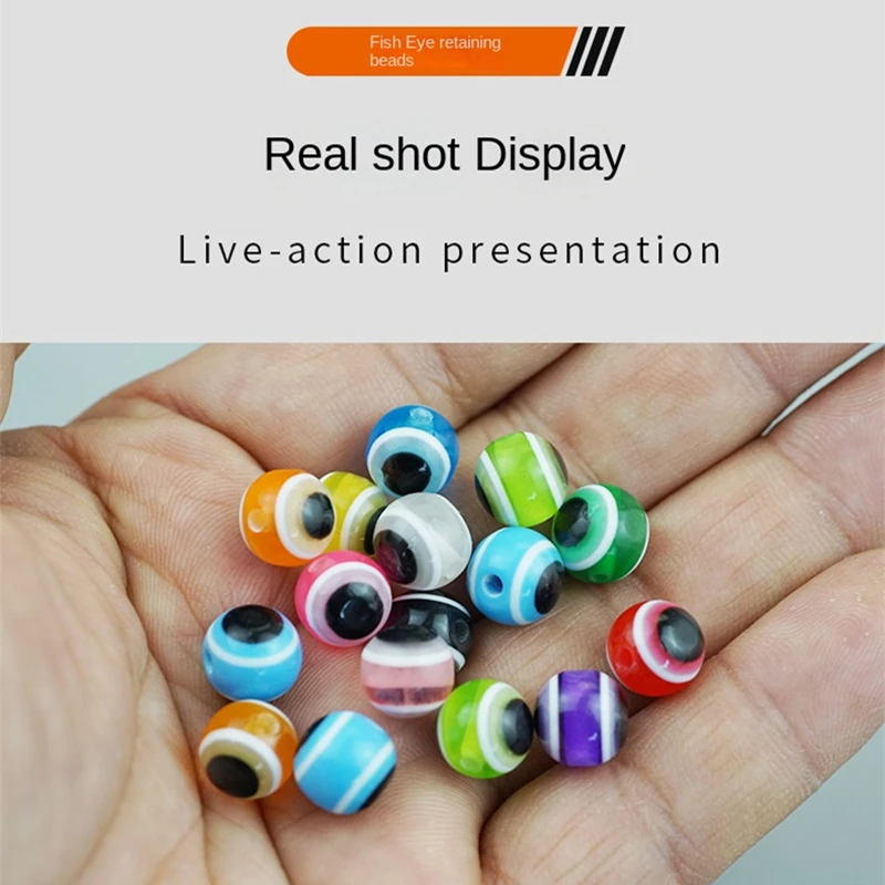 10Pcs Fish Eye Fishing Beads 4/5/6/8/10/12mm Mixed Color Luminous Carolina  Rigs Taxes Kit Bass Tackle