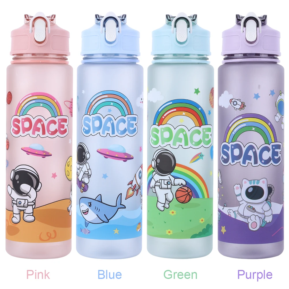 800ml Astronaut Sports Bottle with Straw & Handle Portable Travel Bottle Large Capacity Cute Drinking for Outdoor Sports