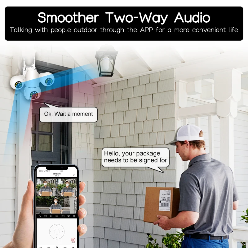 15MP HD IP Wifi Ai Tracking Security Alarm Two-way Audio CCTV Video Security Cam Camera PTZ Three screens Three lens Color Night 6