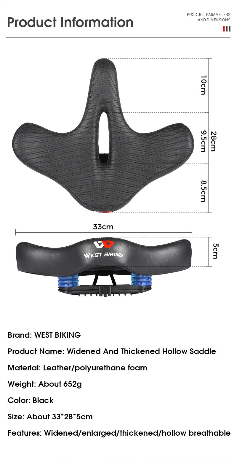 Selle De Vélo West Biking – Cuir Et Nylon, Creuse – VTT, Course, Gravel – 270x142mm