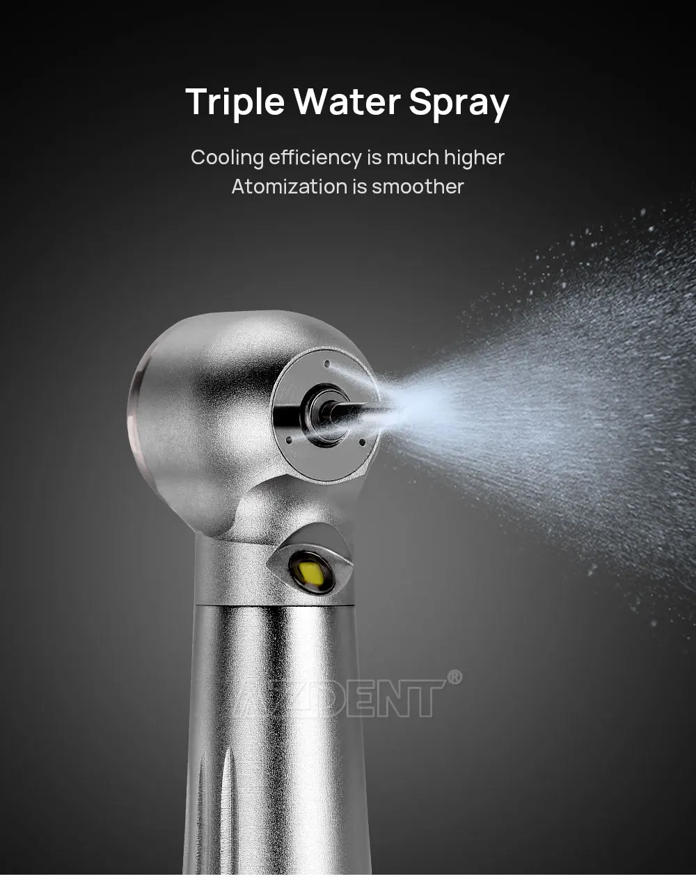 AZDENT Dental Hochgeschwindigkeits-E-Generator LED-Handstück Luftturbine Keramiklager Drehmomentkopf Druckknopf Dreifach-Wasserspray – Detail 9