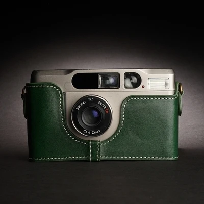 Feito à Mão do Couro Genuíno Case de Couro Case Protetor para Contax t2 t3 Tix Bolsa da Câmera Case Semi Base Shel