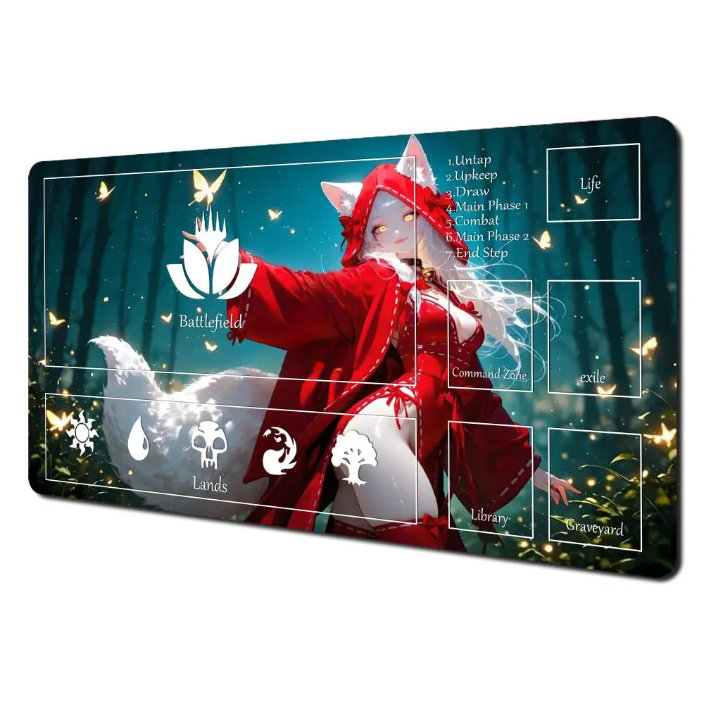 Magic The Gathering Playmat DEGDFSGR For MTG Playmat With Zones 24 X 14 Inches For TCG Playmats Non-Slip Rubber Base Commander Play Mat For Card Play Mat Iorcana Trading Card Game, An