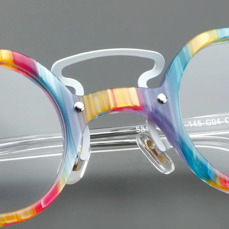 KLAR Mode Vintage Runde Brillen Acetat Myopie Hyperopie Benutzerdefinierte Optische Verordnung Brillen Mann Frau Retro Bunte – Detail 10