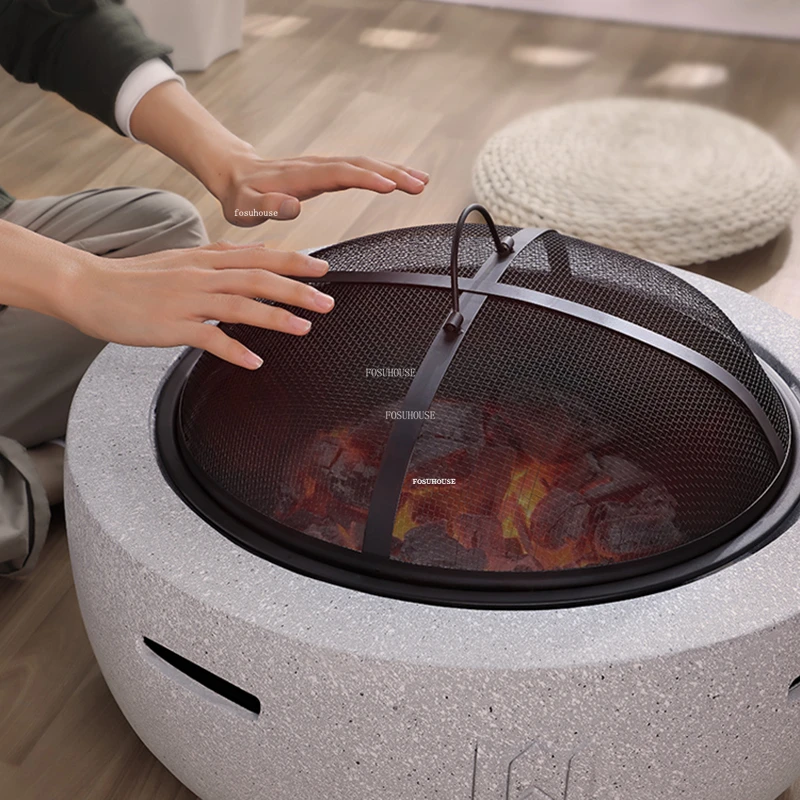 Nordic Minimalist Fire Pits Fireplace Courtyard Outdoor Garden Bonfire Party Grilled Table Camping Furnace Heating Grill Stand