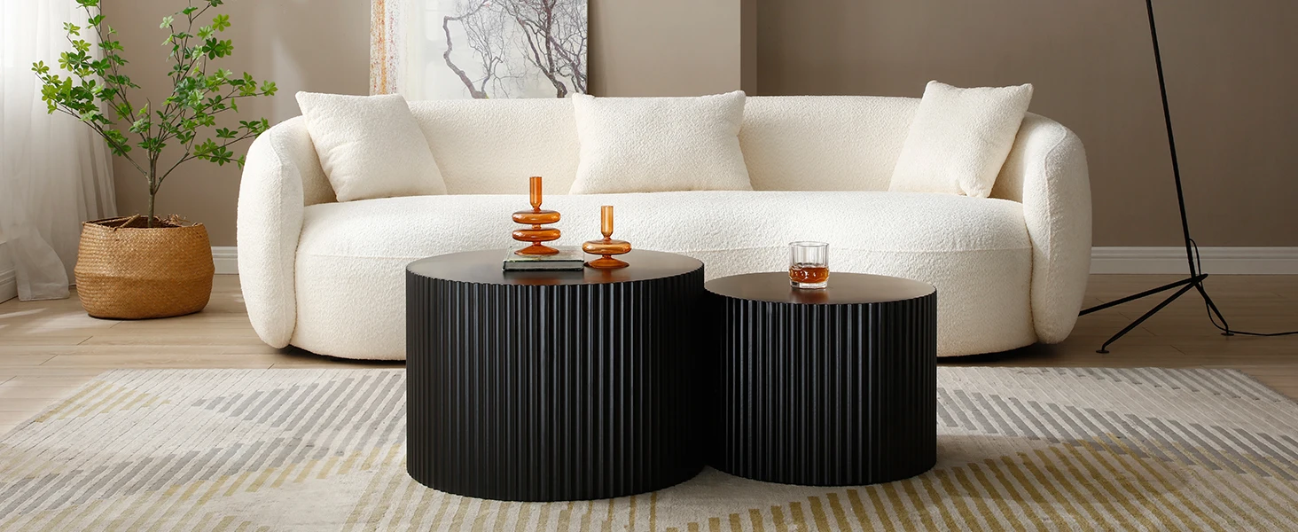 Black Round Coffee Table Set