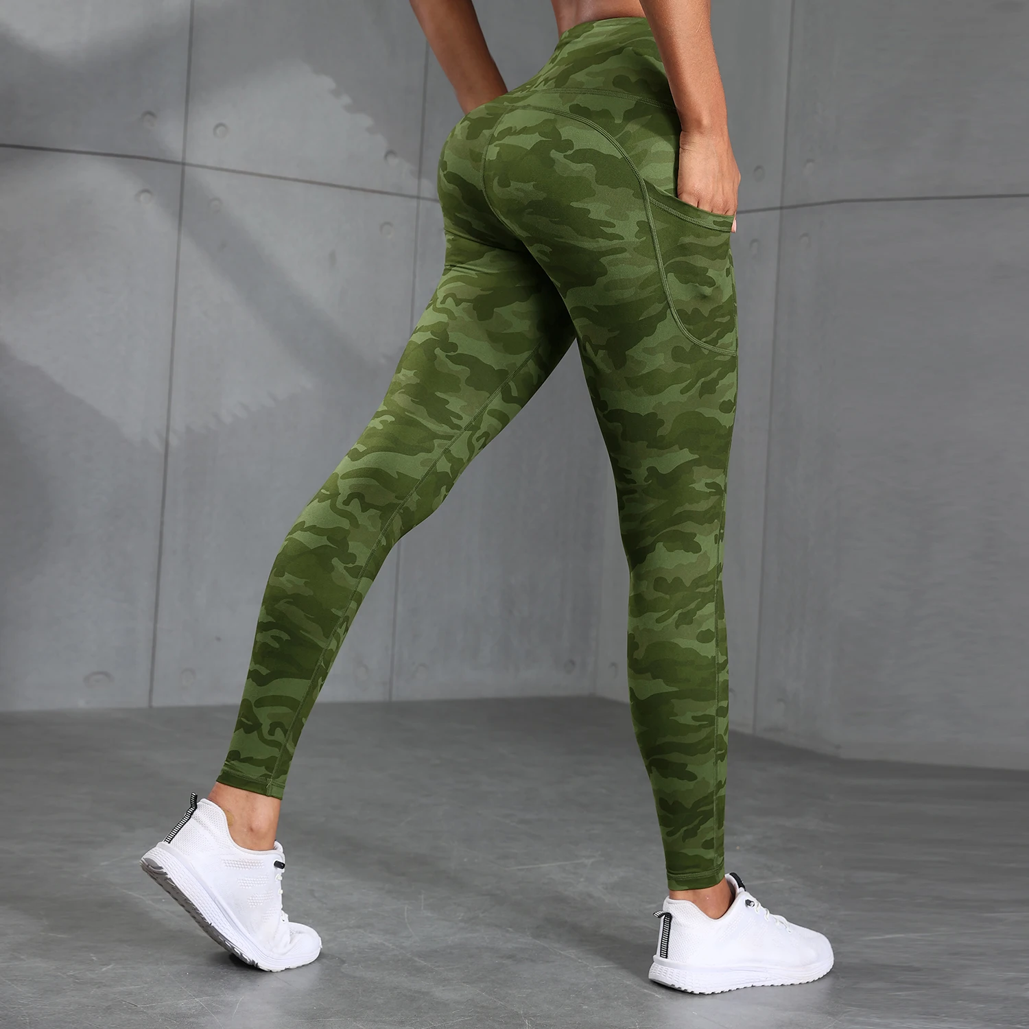 Camouflage Pockets Hight Waist Women Gym Leggings Casual Elastic Outdoors Pants High Street style Seam Workout Running Pants 4
