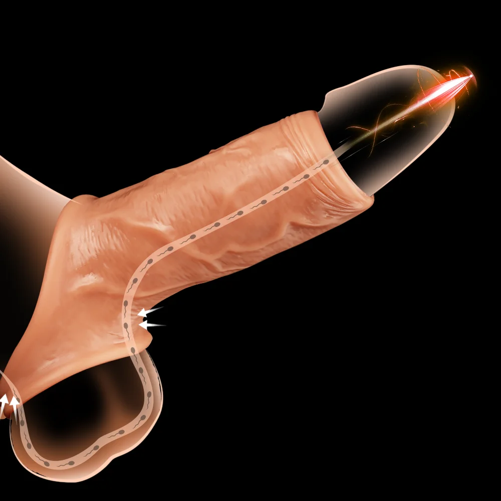 Silicone Extender Dick for Men Penis Cock Sleeve Male Penis Enlarger Extender Thicken Cock Ring Adult Sex Toys Enlarge Cond