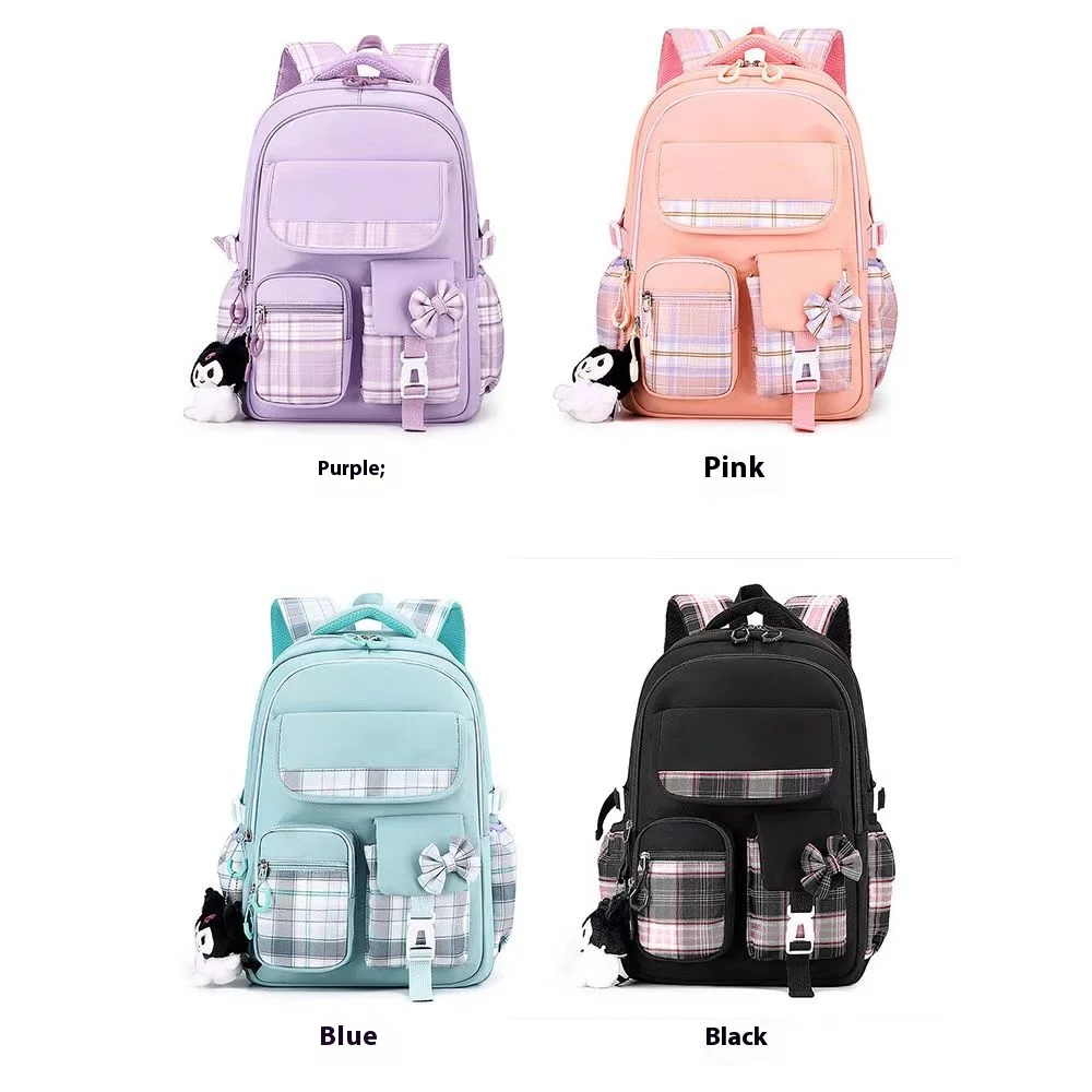 2024 new student backpack, cartoon cute children's backpack for grades 1-6, lightweight and load reducing backpack for boys and 5